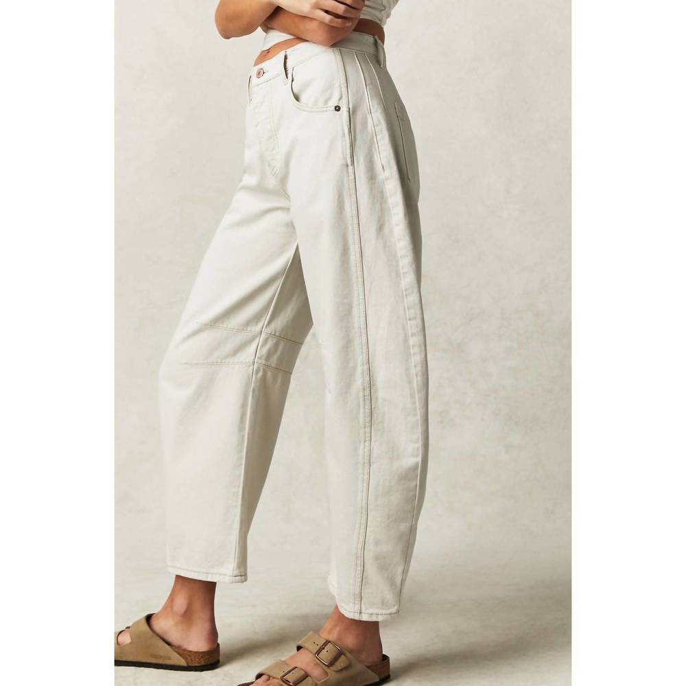 Free People Wide Leg Flare Jeans in Off-White/Cream - Picture 2 of 4